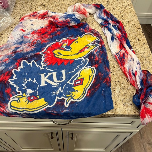 NCAA Accessories - University of Kansas Jayhawks Scarf Red White Blue KU NCAA Fan Gear